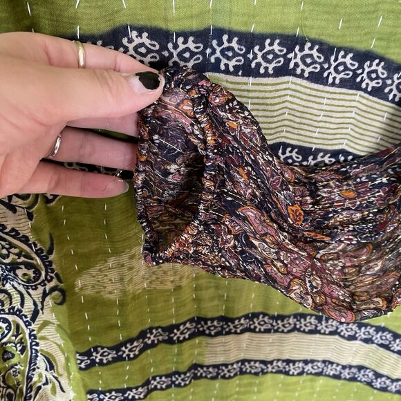 House of Harlow x Revolve Rust Floral Marella Metallic Cropped Blouse Size Small - Picture 5 of 16